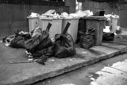 Modern waste removal truck in West Byfleet